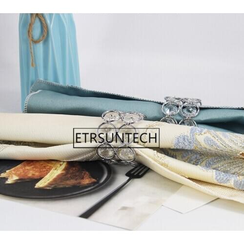 50pcs Bling Crystal Beaded Napkin Rings Silver Colour Napkin Holder Wedding Napkin Buckle Table Decoration