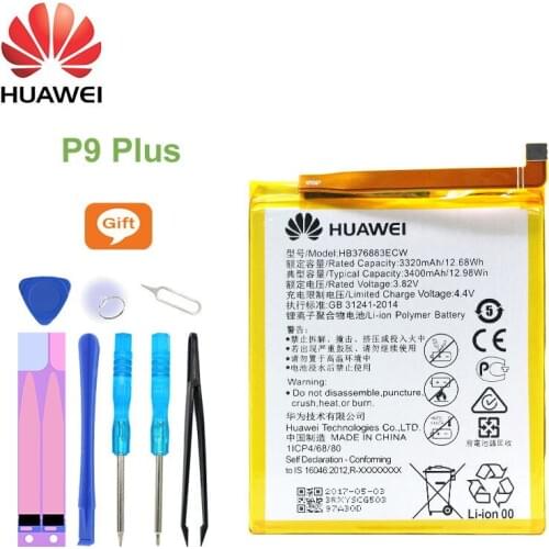 Huawei Original Battery HB376883ECW 3400mAh for Huawei P9 Plus VIE-AL10 High quality Phone Replacement Batteries