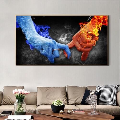 Large diy diamond painting Ice and Fire love full diamond embroidery 5D puzzle drill mosaic wall Decor Abstract Lover YG1473