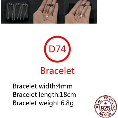 D74 s925 sterling silver bracelet retro style punk cross punk style hip-hop tide brand personality domineering jewelry