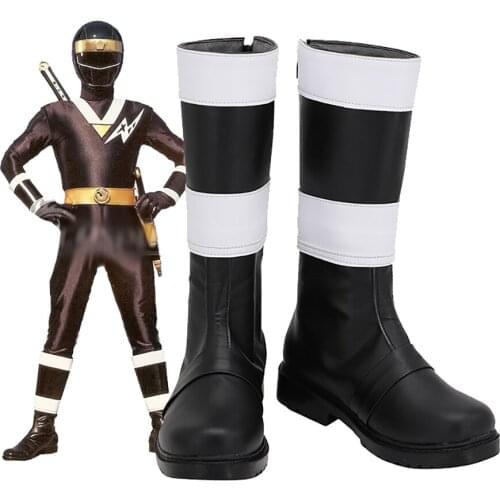 Ninja Sentai Kakuranger NinjaBlack Jiraiya Cosplay Boots Black Leather Shoes Custom Made