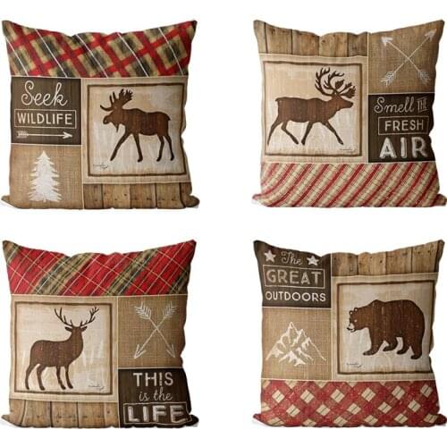 Wild-Animal Deer Dear Forest Sign Printed Decorative Cushion Cover Pillow Case Outdoor Cushion Cover Sofa Car Decoration