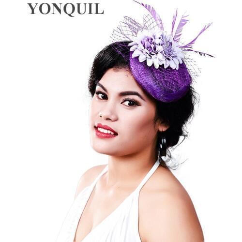 Elegant Ladies Party Hat Flower Hair Fascinators With Silk Flower Hair Accessories Bridal Veils Headdress Hair Clips MD16028