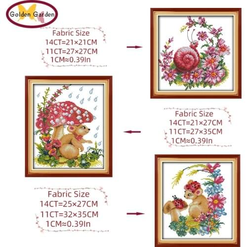GG Snail&Mouse Stamped Cross Stitch Fabric Embroidery Needlework Set JoySunday 14CT11CT Counted Cross Stitch Kit for Home Decor