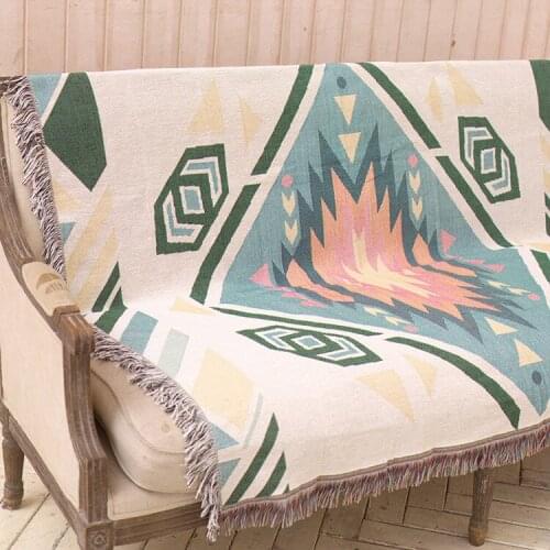 Aggcual Geometric cotton throw blanket double-sided knitted sofa blanket towel dust cover boho carpet cushion bed cover XT112