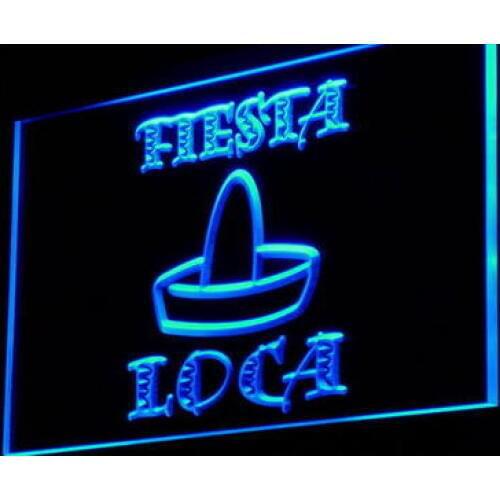I900 Fiesta Loca Mexican Bar Beer Gift Light Signs On/Off Switch 20+ Colors 5 Sizes