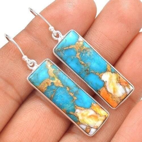 Exquisite Earrings Fashion Jewelry Natural Blue Turquoise Gemstones Birthstone Wedding Engagement Jewelry Earrings Gifts