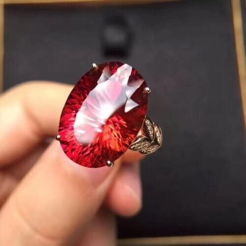 Natural And Real Red Topaz Finger ring Natural real Red topaz 925 sterling silver ring Luxury style rings