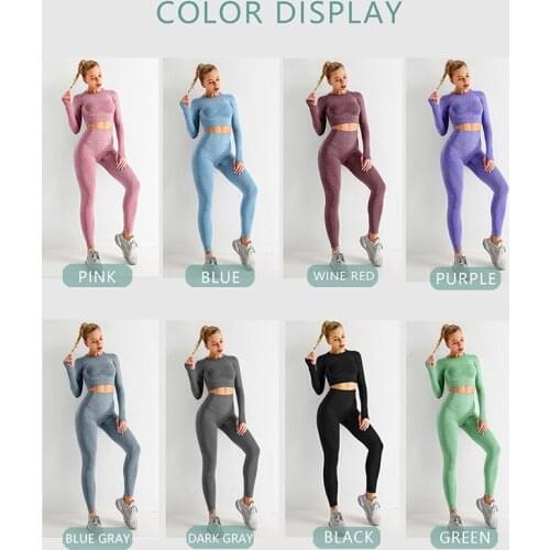 Yoga Set Women Long Sleeve Shirt Crop Top High Waist Seamless Leggings Short Pants Fitness Workout Sportswear Gym Sports Suits