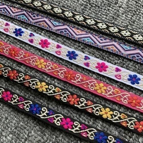 5 YARD 1/2 INCH 12mm Flower And Geometry Handmade Jacquard Ribbon Lace QDZDTFZ20080701