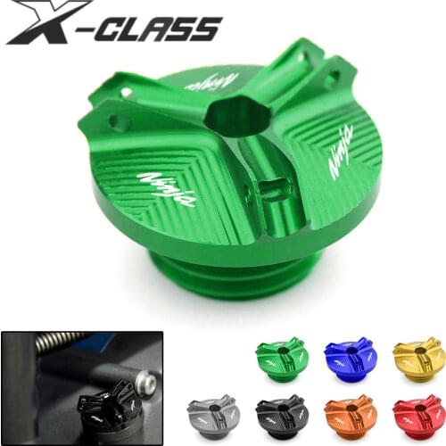 Ninja Motorcycle Engine Fuel Filter Cover Oil Tank Cap Green Red M20 CNC Aluminum Accessories For Kawasaki Ninja 250 400 650