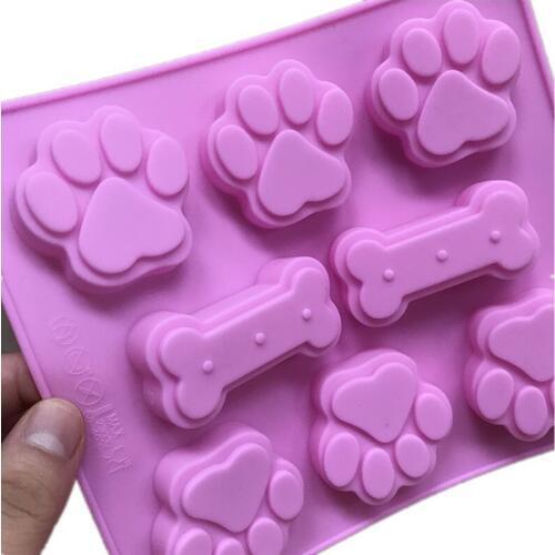 Pet Treat Molds Puppy Dog Paw and Bone Ice Trays Silicone Soap Chocolate Jelly Candy Mold Baking Moulds Cake Decorating