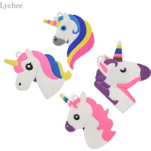 Lychee Life 4pcs Unicorn Fridge Magnet Cute Cartoon Pattern Refrigerator Magnetic Sticker DIY Decorative Home Decoration