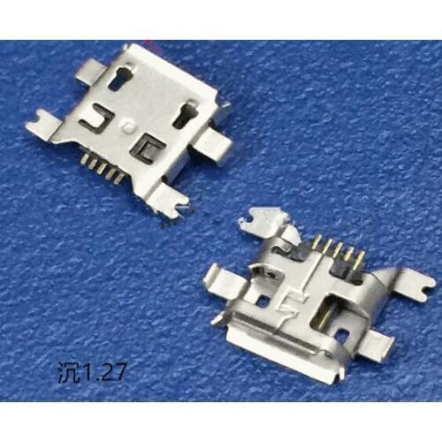 MICRO USB 5P 1.27mm heavy plate tail plug pin flat, Female plug pin 4pin Fixed SMD ,Tail Charging socket ,new and original