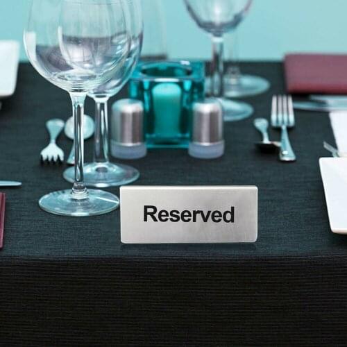 Reusable Double Sided Stainless Steel Table Sign Card Holder Tabletop Reserved Signs For Cafes Hotels Restaurants Bar