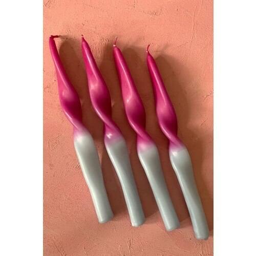 Mysterious Home 4 Pcs Set Fuchsia-Bebe Blue Cascading Twist Knot Candlestick Candle