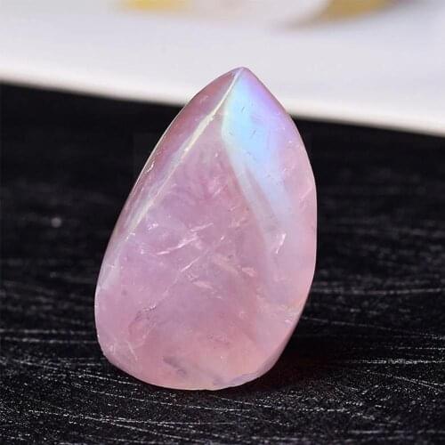 Natural Crystal Rose Quartz Point Healing Stone Electroplating DIY Ornament Obelisk Pillar Diamond Treatment Jewelry Gift I9G1
