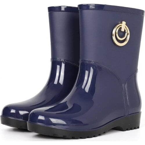 Rubber Rain Boots for Women Waterproof Ankle Boots Fashion Girls Shoes Ladies Platform PVC Rainboots Non-slip Cotton Woman Boots