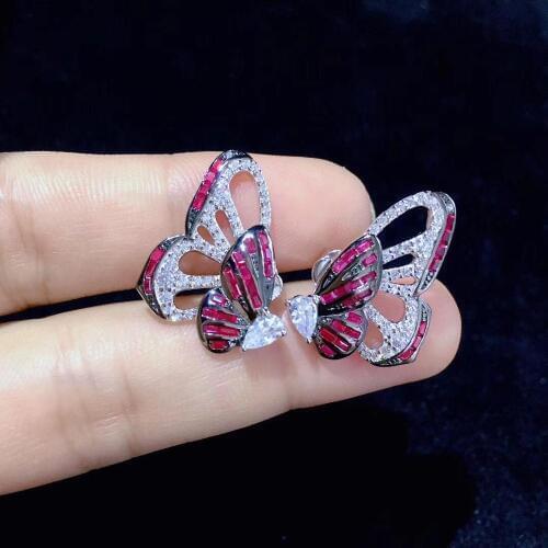925 sterling silver with cubic zircon butterfly stud earring 1 style is equal to 2 styles insect earring fine jewelry girl