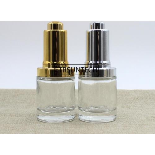 30ml Glass Essential oil bottle / Gold silver press lid / glass dropper bottle Serum hyaluronic acid cosmetic container F2009