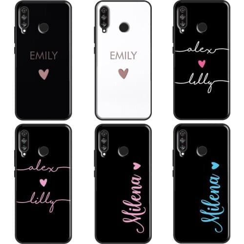 CUSTOM HANDWRITTEN NAMES WEDDING Case For Huawei P40 Lite P10 P20 P30 Mate 10 20 Lite Mate 30 Pro P Smart Z 2019 Coque