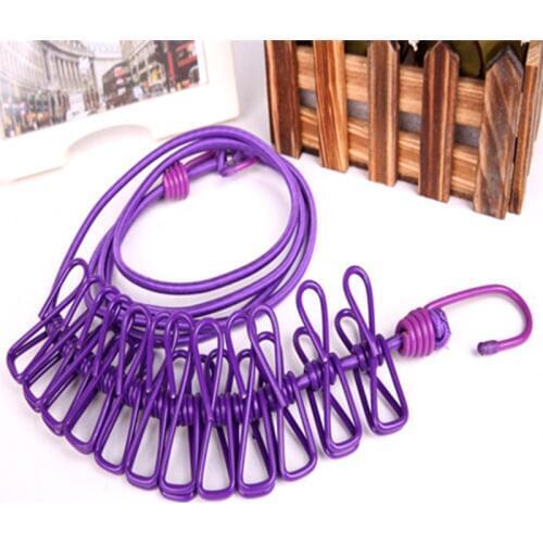 High quality elastic clothes line laundry folder metal windproof underwear socks clip 12Pcs Clotheslines Washing Line Hangers