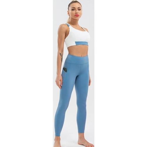 High-quality 75% Nylon 25% Spandex Yoga Suit With Pocket Legging Women For Fitness Sports Bra Tights Workout Yoga Set Gym Clothe