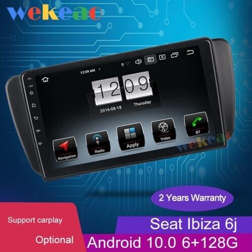 Wekeao Touch Screen 9'' 1 Din Android 10.0 Car Dvd Multimedia Player For Seat Ibiza 6j Car Radio GPS Navigation 2009-2013 4G