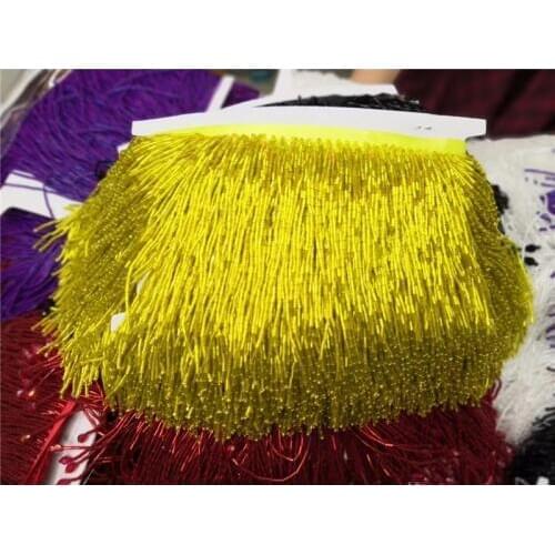Yellow white and purple color special 5yards beads tassel fringe for wedding decoration dress