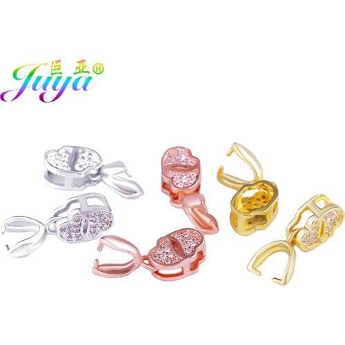 Juya DIY Earrings Findings Handmade Clamp Pinch Clip Bails Accessories For Women Agate Pearls Crystals Needlework Jewelry Making