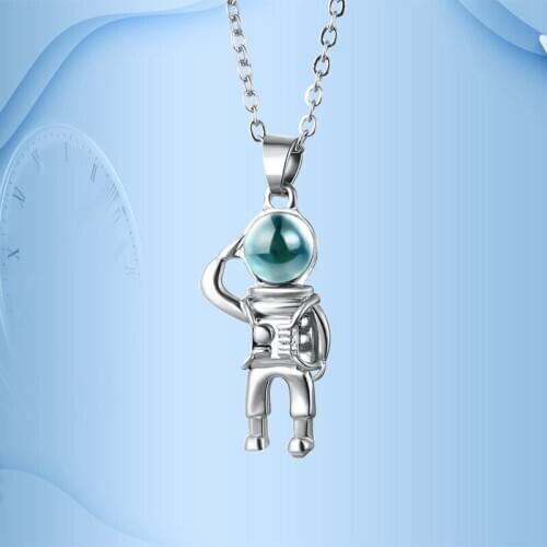 Wandering The Earth Necklace Astronauts Crystal Pendant Chain of Clavicle Popular Adorn Article Metal Women Ethnic