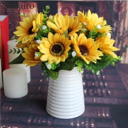 1 Bouquet /7 Heads 9cm Wedding Mini Rose Artificial Silk Flower bouquet Bride Home Decoration Cheap Fake Scrapbooking Flower