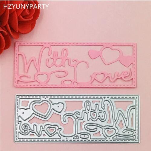 1pcs 3*8.3cm With love frame metal die cutting dies scrapbooking embossing folder suit for big shot cutting machine