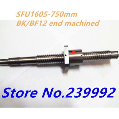 1pc Ball Screw SFU1605 750mm + 1pc RM 1605 Ballscrew Ballnut BK/BF12 end machined CNC Parts RM1605 750mm