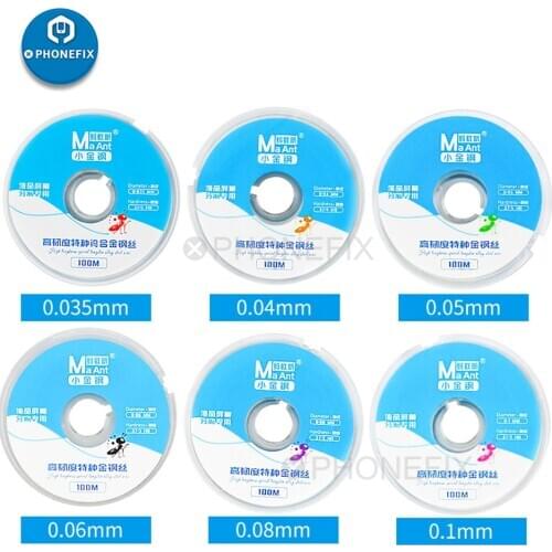 100m 0.035mm Alloy Molybdenum Cutting Wire Line LCD Screen Separation Wire Cutting Special Gold Wire Mobile Phone Repair Tool