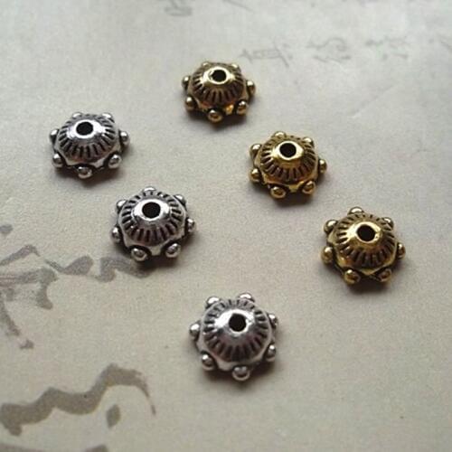 100pcs/lot Vintage Tibetan Silver Sunflower Bead Caps Gold/Silver Color Metal Beads End Cap Spacer DIY Jewelry Findings Supplier