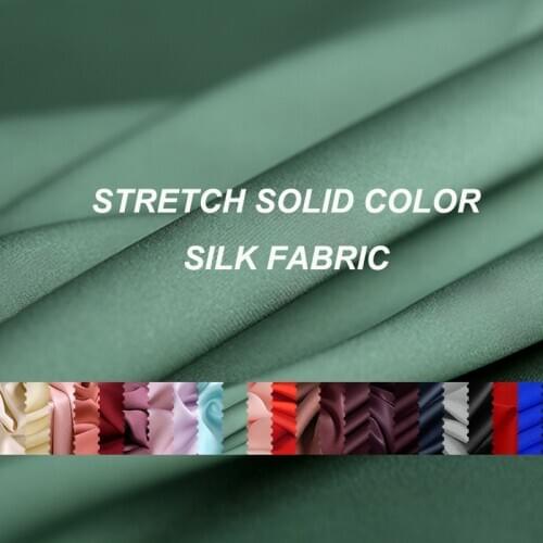 102CM Wide 19MM Solid Color Stretch Silk Fabric for Summer Dress Shirt Suit Pants E1343