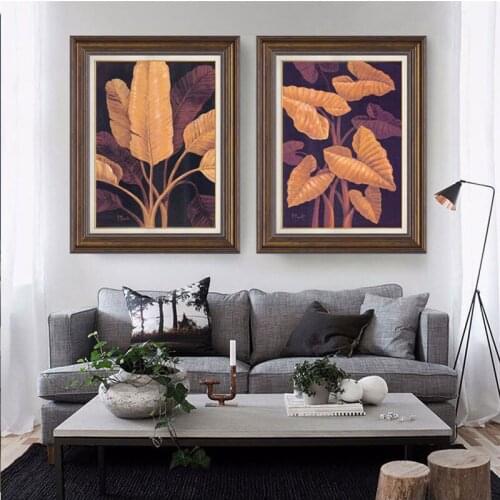 2pcs American flower and bird canvas painting wall poster for sofa living room decoration painting model rural pastoral cuadros2
