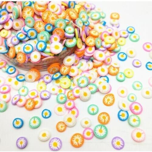 20g/lot 5mm Colorful Daisy Round Flowers Polymer Clay Colorful for DIY Crafts Tiny Cute plastic klei Mud Particles