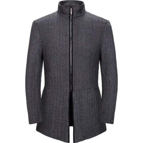 2019 Brand Men Wool Blends Coats Autumn Winter New Solid Stripe High Quality Mens Wool US Size Coat Luxury Temperament