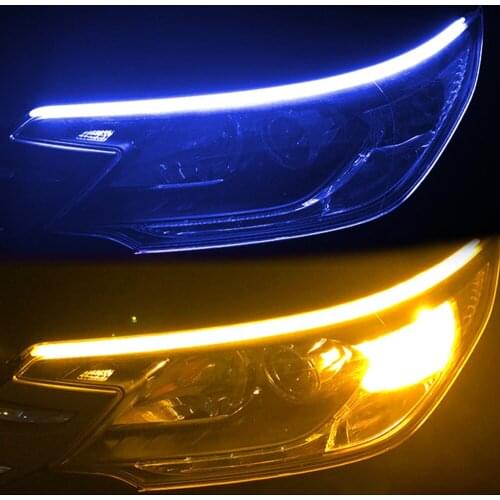 2x 2021 Newest Start-Scan LED Car DRL Daytime Running Lights Auto Flowing Turn Signal Guide Thin Strip Lamp Styling Accessories