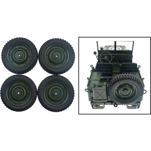 4 Piece Rubber Tire with Plastic Hub for 1/16 WPL C1 RC Truck