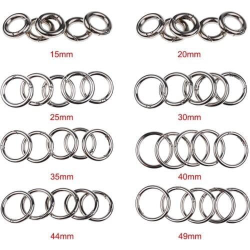 5x Round Carabiner Camping Spring Snap Clip Hook Keychain Key Ring 15mm-49mm
