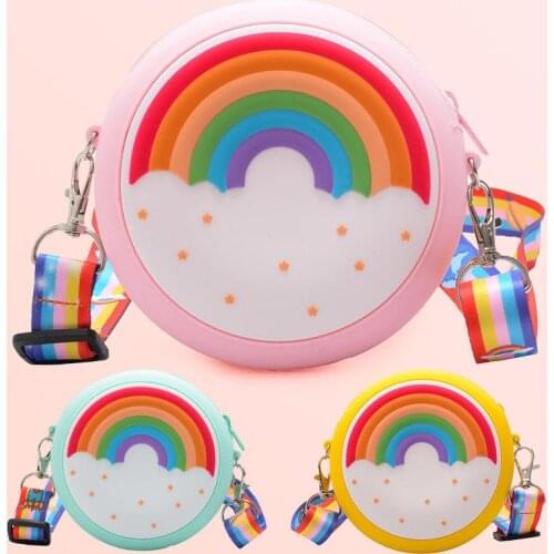 Anime Mickey Minnie Donut Lollipop fruit pony Rainbow bag Mini Silicone Bag Messenger bag Childrens coin purse for Kids Gift