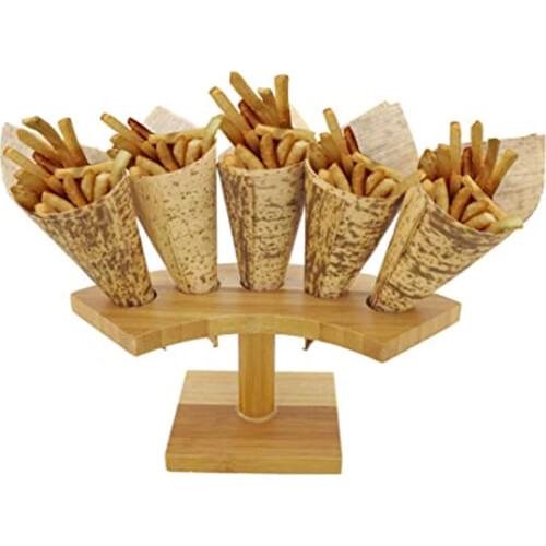 Bamboo sushi stations icecream cones display stand wood buffet serving tray holder wedding party table decoration tools