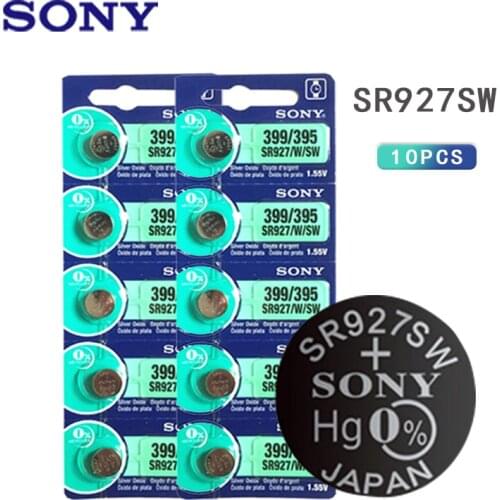 10pcs Original Sony 1.55V 395 SR927SW LR927 LR927W SP395 SR927 610 AG7 Watch Battery Button Coin Cell