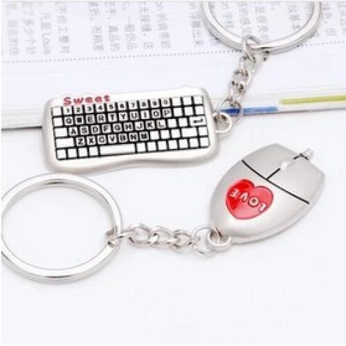 Free ship!1lot=30pair!Creative keyboard and mouse metal Couple Fashion creative keychain/wedding gift/Binding Combs & Spines