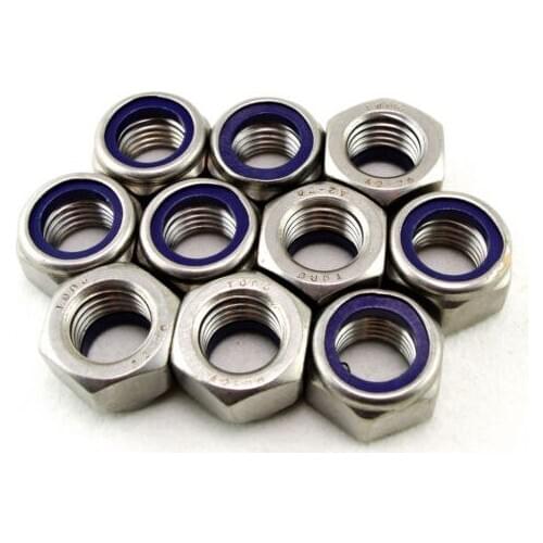 Free shipping 10 pieces Metric M20 304 Stainless Steel Hex Head Nylon Insert Lock Jam Stop Nuts