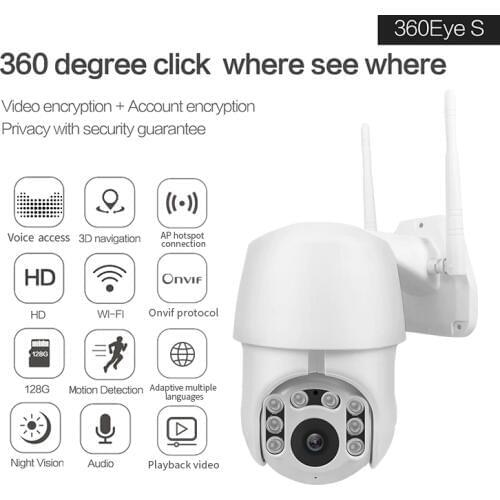 2MP 1080P Wireless Intercom PTZ IP Camera Outdoor Water-proof With AP Hotspot