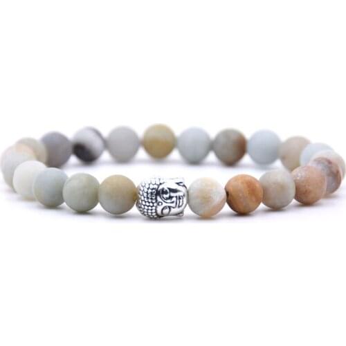 HONEYYIYI Natural Stone 8mm bead Buddha Bracelets For Women and Men Black Lava bracelet Men jewelry pulseras mujer